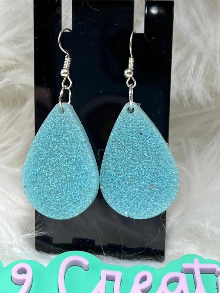 Pale blue resin earrings