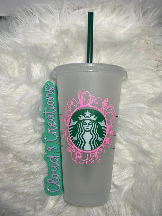 Floral outline cold cup