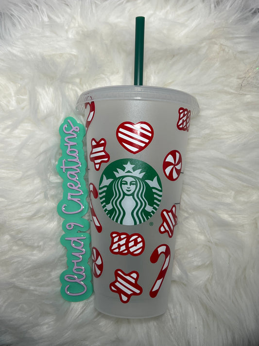 Candy cane stripe cold cup