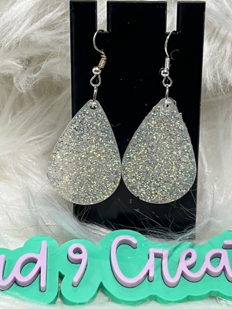 Silver/White resin earrings