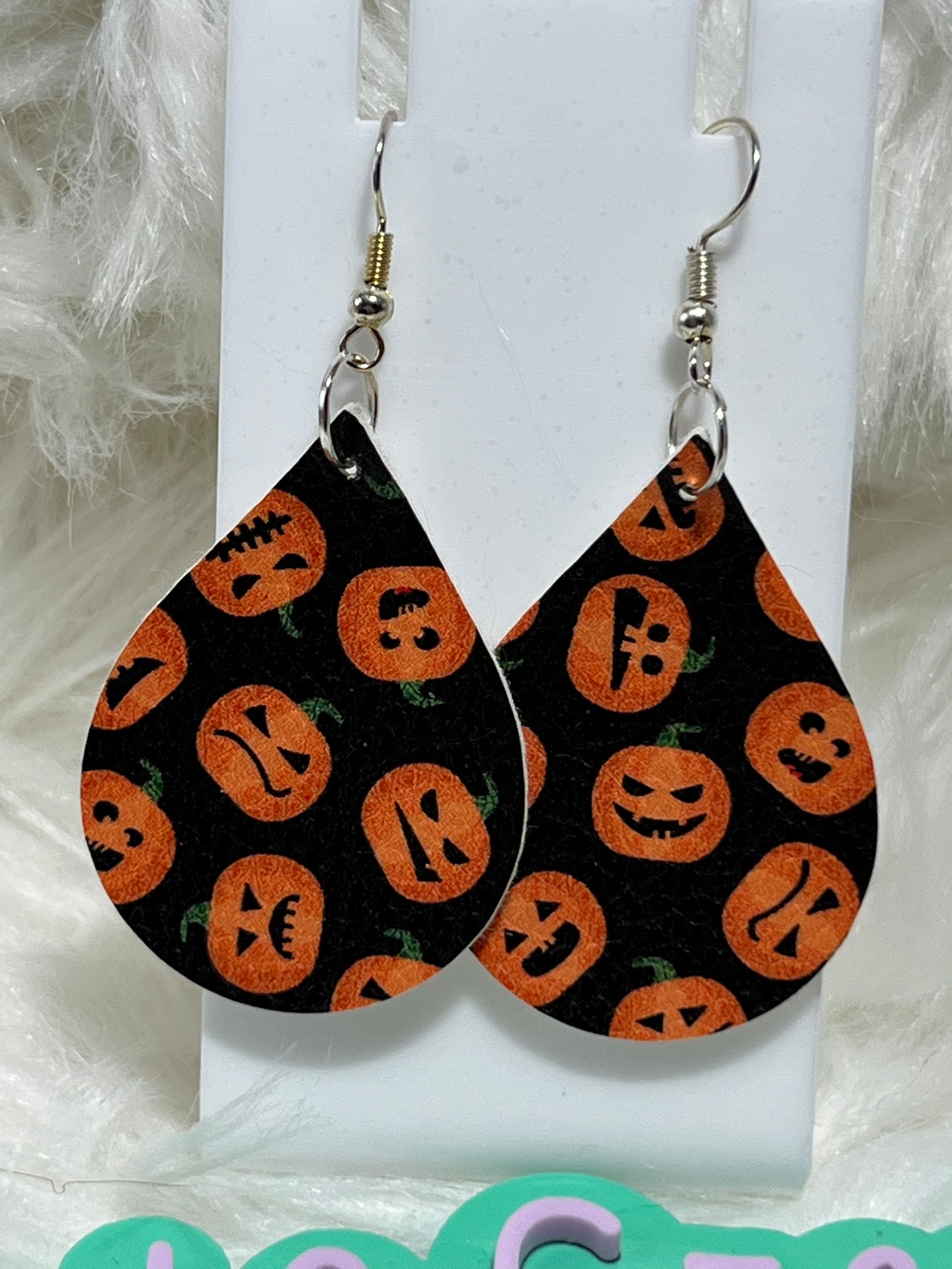 Pumpkin faux leather earrings