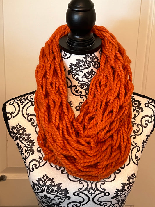 Dark orange chunky infinity scarf